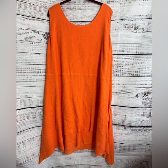 Soft surroundings Dress Womens Plus Sz 2X Beach gauze asymmetric celosia orange - Picture 3 of 14